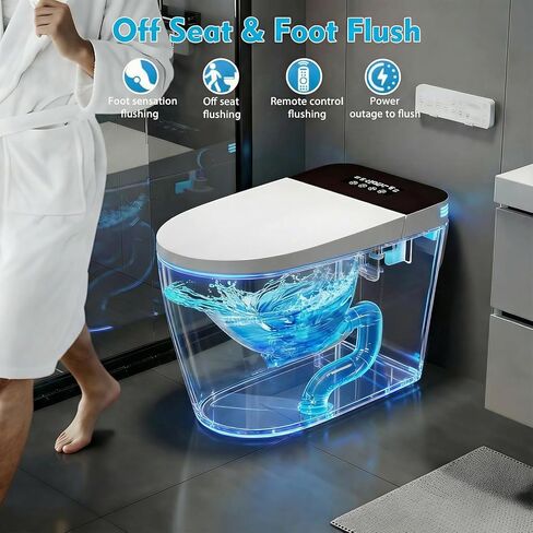 TOTTE Smart Toilet with Bidet, Hands-Free with Auto Open/Close Lid & Self-Cleaning Bowl | Adaptive Warm Water Wash & Heated Seat, Built-in Aroma, One-Piece Elongated Design in Saudi Arabia