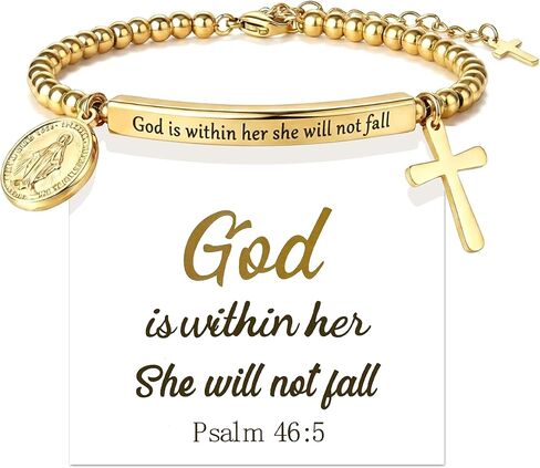 72ore Faith Bracelet for Women God Is Within Her She Will Not Fall Bible Verse Christian Jewelry Strength Inspirational Gifts in Saudi Arabia