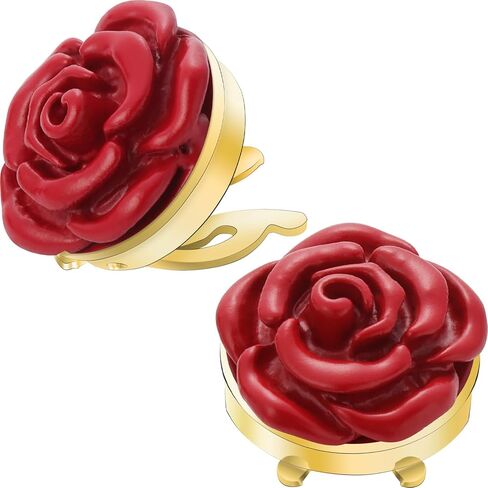 Rose Flower Cufflinks for Men,Silver Glod Pated Tuxedo Cuff Links,Elegant Red Flower Brooches for Christmas Business Wedding Birthday Gift in Saudi Arabia