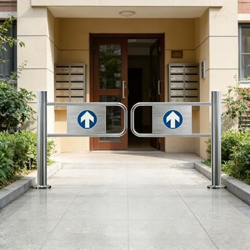 بوابة متأرجحة معدنية من الدرجة التجارية، تصميم ارتداد تلقائي، إغلاق يتم دفعه يدويًا، باب أمان للمدخل في اتجاه واحد (130 × 100 سم) - متين وسهل الوصول in Kuwait