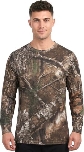 قميص صيد مموه بأكمام طويلة من Realtree للرجال | تي شيرت خارجي ماص للرطوبة بعامل حماية من أشعة الشمس بدرجة 30 in Kuwait