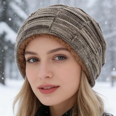 1PC Fleece Beanie Hat Thickened Windproof Thermal Lined Unisex Slouchy Pullover for Hiking Cycling Camping Travel in Saudi Arabia