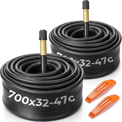 أنابيب الدراجة 700x32-47c صمام شريدر 48 مم عبوتين مع رافعتين للإطارات، أنبوب داخلي للدراجة من مطاط البوتيل عالي التحمل، حرارة منخفضة عالية مقاومة للتسرب in Kuwait