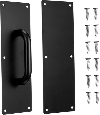 POPETPOP Stainless Steel Commercial Door Pull Handle with Screws Sliding Push Pull Plate for Barn Fire and Attic Doors Matte Black Finish Wide Base for Stability and High Load Bearing in Saudi Arabia
