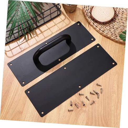 POPETPOP Stainless Steel Commercial Door Pull Handle with Screws Sliding Push Pull Plate for Barn Fire and Attic Doors Matte Black Finish Wide Base for Stability and High Load Bearing in Saudi Arabia