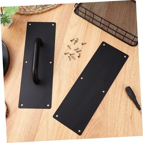 POPETPOP Stainless Steel Commercial Door Pull Handle with Screws Sliding Push Pull Plate for Barn Fire and Attic Doors Matte Black Finish Wide Base for Stability and High Load Bearing in Saudi Arabia