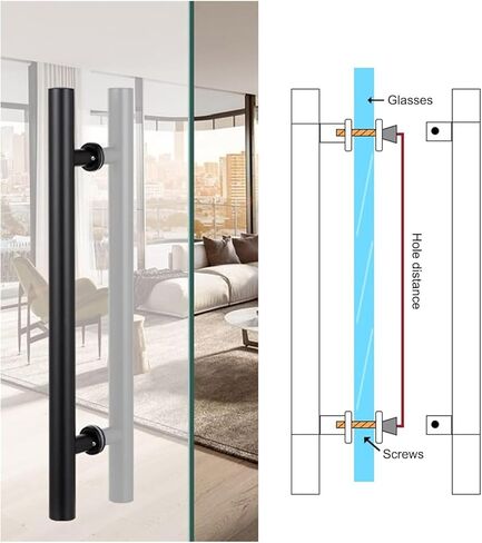 Sliding Barn Door Handle Two-Sided Push Pull Door Handle Bar, Round Bar Bathroom Shower Door Handles, for Interior & Exterior/D/120Cm*80Cm in Saudi Arabia