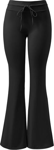 MOOSLOVER Women Flare Yoga Pants Drawstring High Waist Bootcut Leggings Soft Stretch Pilates Lounge Pant(L,Black) in Saudi Arabia