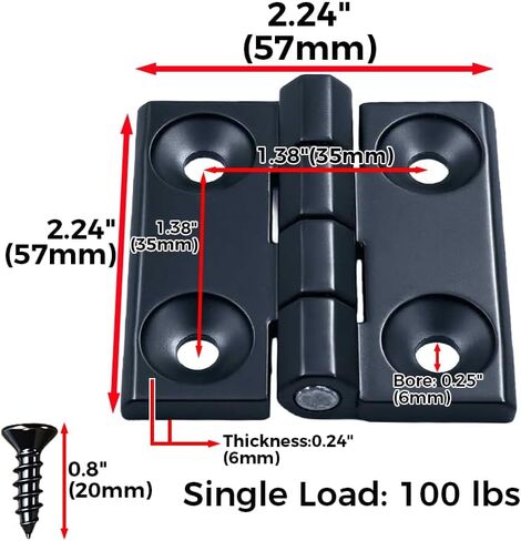 Heavy Duty Door Hinges 2.24x2.24 Inch, 100 LBS Ball Bearing Butt Hinges, Black Zinc Alloy Industrial Hinges for Entry Doors, Barn Doors, Shed, Garage, Commercial Doors, 4 Pack with Screws in Saudi Arabia