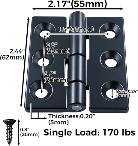 Heavy Duty Door Hinges 2.44x2.17 Inch, 170 LBS Ball Bearing Butt Hinges, Black Zinc Alloy Industrial Grade Hinges for Entry Doors, Barn Doors, Shed, Garage, Commercial Heavy Doors, 4 Pack with Screws in Saudi Arabia