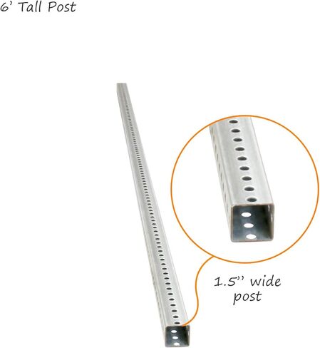 مجموعة عمود اللافتة المربعة SmartSign - عمود من الفولاذ المجلفن بطول 6 أقدام (عرض 1.5 بوصة) مع قاعدة وأجزاء صلبة بطول 3 أقدام، مصنوعة في الولايات المتحدة الأمريكية in Kuwait