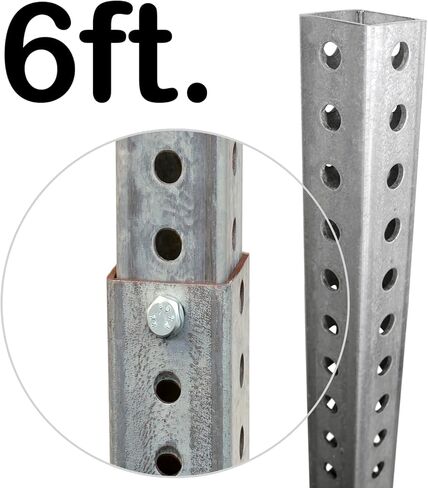 مجموعة عمود اللافتة المربعة SmartSign - عمود من الفولاذ المجلفن بطول 6 أقدام (عرض 1.5 بوصة) مع قاعدة وأجزاء صلبة بطول 3 أقدام، مصنوعة في الولايات المتحدة الأمريكية in Kuwait