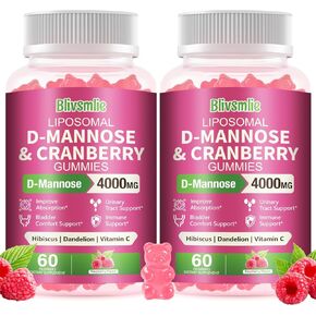 2 Pack Liposomal D-Mannose Gummies 4000mg Complex Cranberry 1500mg & Hibiscus,High-Potency Formula for Women Urinary Tract & Immune Support,Liver, Bladder Flush Cleanse Wellness Supplement in Saudi Arabia