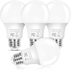 مصابيح إضاءة LED Brightever A19 قابلة للتعتيم، مصابيح LED مكافئة 100 وات، لمبة E26 موفرة للطاقة 12 وات، أبيض ناعم 2700 ك، 1100 لومن، مصابيح كهربائية لغرفة النوم وغرفة المعيشة والمكتب المنزلي، 4 عبوات in Kuwait