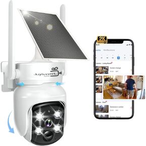 كاميرات أمان الطاقة الشمسية في الهواء الطلق ، 2K PAN/TILT 360 ° عرض كاميرا الأمان المنزلية اللاسلكية شمسية/بطارية مدعومة 2.4G/5.8GHz كاميرات WIFI مع الكشف عن حركة PIR/AI ، الصوت ثنائي الاتجاه ، صفارات الإنذار ، Spotlight ، IP65 in Kuwait
