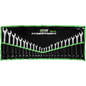Grip 24 pc Raised Panel Combination Wrench Set MM/SAE - 12 point - Metric 7mm to 22mm - SAE 1/4" to 1" - Roll-up Storage Pouch - Household, Garage, Auto Repairs, Cars, Trucks, Boat in Kuwait