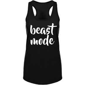 Workout Tank Tops for Women Beast Mode Printed Top Shirt Sleeveless Shirts in Saudi Arabia