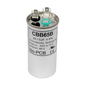 35+5 فائق التوهج 35/5 MFD ±6% 370/450 VAC CBB65 AC مكثف، تشغيل مزدوج مكثف مستدير لمحرك مكثف مكيف الهواء أو مكثف بارد مستقيم in Kuwait