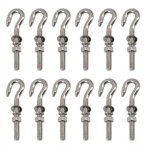 12 Pack M6 304 Stainless Steel Hook Bolt Long Shank Threaded Rod Hanging Hook with Washers an Nut for Garden, Fence, Hammocks, Swing Chair in Saudi Arabia