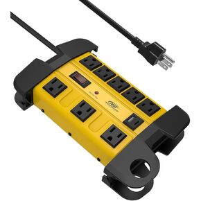 قطاع الطاقة الشاق للارتداد الشاق مع منافذ USB-C ، كتلة طاقة صناعية معدنية 8-ETELT مع قاطع دائرة 15A ، سلك التمديد 15 قدمًا ، 1350 JOULES لورشة العمل ، المرآب ، المكتب ، متجر ... in Kuwait