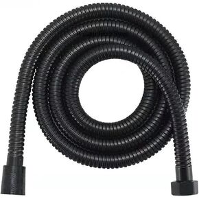 Lfang-Silicone Hose 1.5/2M Black/Silver Flexible Shower Hose Stainless Steel Long Bathroom Shower Pipe Extension Bathroom Accessories， Pressure and explosion proof(Silver,2m) in Saudi Arabia