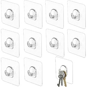 10 Pack Clear Mini Hook Small Adhesive Wall Hooks Utility Damage Free Sticky Hook No Drilling Strong Waterproof Sticker Hanger for Hanging Decoration Shower Light Cable Kitchen Bathroom Bedroom Office in Kuwait