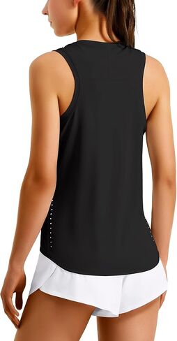 Hugut Women's Lightweight Workout Tank Tops Racerback Athletic Running Tennis Sleeveless High Neck T-Shirt in Kuwait