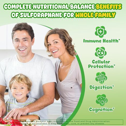 Liposomal Sulforaphane Gummies from Organic Broccoli Sprouts with Superfood, Beta Glucans, Myrosinase, White Mustard For Kids 4+ & Adults Immune, Cell Health, Antioxidants, Vegan, Sugar Free, 120cts in Saudi Arabia