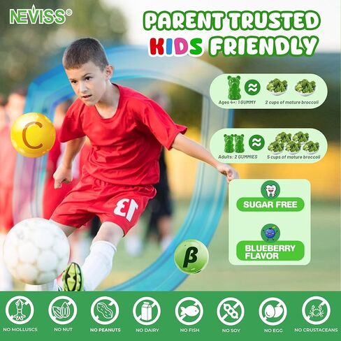 Liposomal Sulforaphane Gummies from Organic Broccoli Sprouts with Superfood, Beta Glucans, Myrosinase, White Mustard For Kids 4+ & Adults Immune, Cell Health, Antioxidants, Vegan, Sugar Free, 120cts in Saudi Arabia