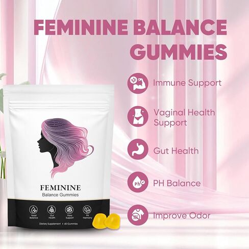 Feminine Balance Gummies for Women, Pineapple Gummies for Women pH, Women’s Health Probiotics - pH Balance, Healthy Odor, Flora, Vaginal & Gut Health, Immune Support (1) in Kuwait