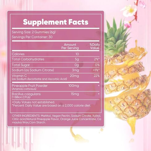 Feminine Balance Gummies for Women, Pineapple Gummies for Women pH, Women’s Health Probiotics - pH Balance, Healthy Odor, Flora, Vaginal & Gut Health, Immune Support (1) in Kuwait