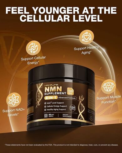 NMN Supplement, 4-in-1 Liposomal NMN 1000mg with Resveratrol, TMG & Quercetin, Supports Cellular Energy & NAD+ Level, NMNH Alternative ＆ NAD+ Supplement Precursor for Men & Women in Saudi Arabia