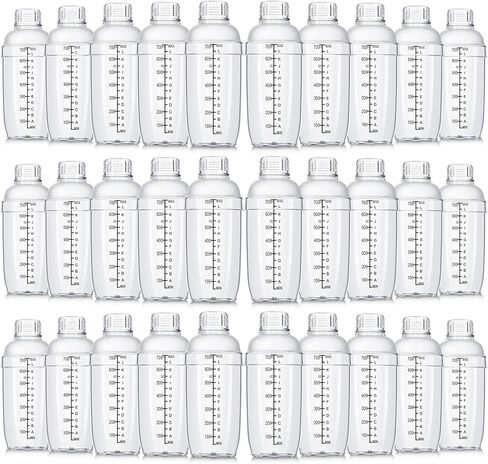 Lallisa 30 Pcs Plastic Cocktail Shaker Set Drink Mixer Clear Shaker Cup with Measurements Scales and Strainer Plastic Mixing Tool for Ice Tea Coffee Bar Bubble Milk Christmas Gift in Saudi Arabia