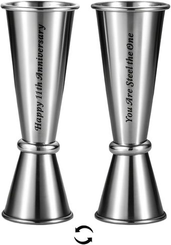 Steel Gifts for 11th Anniversary 11 Anniversary Steel Jigger Gifts for Men Women 11 Anniver-Sary Wedding Gift for Him Her Cocktail Jigger for Husband Boyfriend Valentine Day Gift for Men Women 1 2 Oz in Saudi Arabia