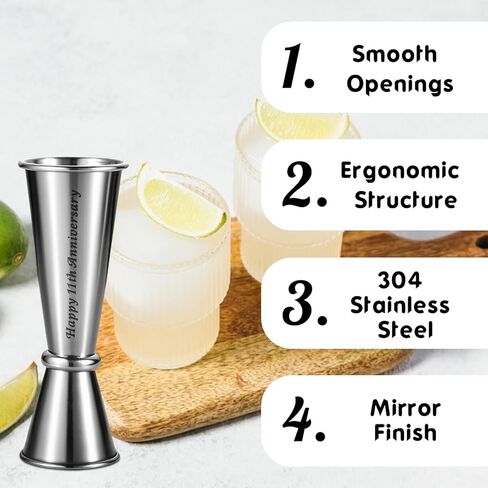 Steel Gifts for 11th Anniversary 11 Anniversary Steel Jigger Gifts for Men Women 11 Anniver-Sary Wedding Gift for Him Her Cocktail Jigger for Husband Boyfriend Valentine Day Gift for Men Women 1 2 Oz in Saudi Arabia