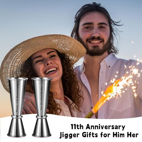 Steel Gifts for 11th Anniversary 11 Anniversary Steel Jigger Gifts for Men Women 11 Anniver-Sary Wedding Gift for Him Her Cocktail Jigger for Husband Boyfriend Valentine Day Gift for Men Women 1 2 Oz in Saudi Arabia