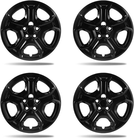 17-inch Hubcaps Compatible with Ford Escape 2013-2025; Wheel Covers; Set of 4 pcs (Glossy Black) in Saudi Arabia