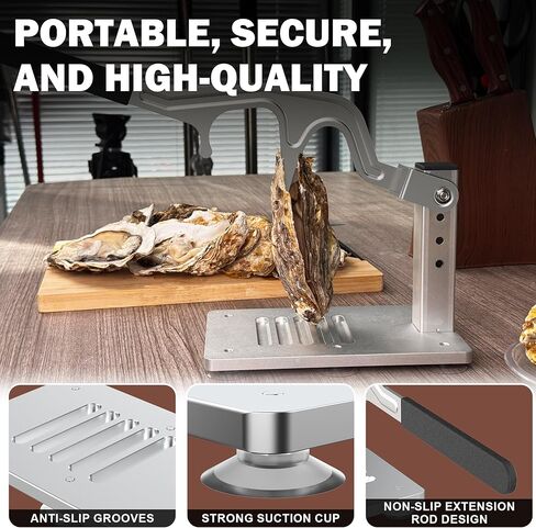 Upgraded Oyster Shucker Machine with Adjustable Heavy-Duty Narrow Blade Design, All-Metal High-Strength Mechanical Steel Oyster Clam Opener Tool Set for Seafood Restaurants and Home Kitchens in Kuwait