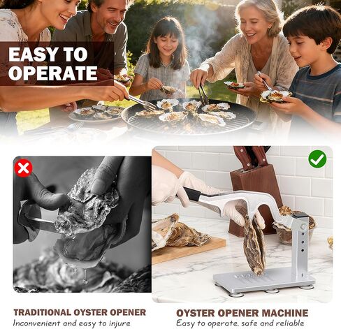 Upgraded Oyster Shucker Machine with Adjustable Heavy-Duty Narrow Blade Design, All-Metal High-Strength Mechanical Steel Oyster Clam Opener Tool Set for Seafood Restaurants and Home Kitchens in Kuwait