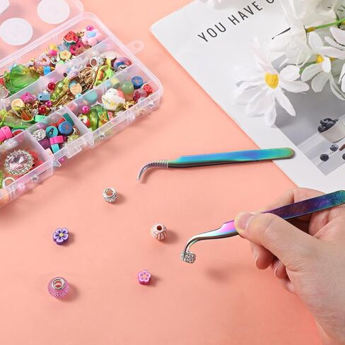 قطعتان من الملقط للملصقات، ملقط حرفي، ملاقط دقيقة، ملقط حرفي ذو طرف منحني لصنع المجوهرات بنفسك، وصلات الرموش، الإلكترونيات، العمل المختبري in Saudi Arabia