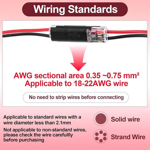 OIIKI 60pcs Quick Clip Double Wire Connector, Low-Voltage Plug-in Wire Connectors with Locking Buckle, 2 Pin Quick Clip Fasteners Snap on Blocks for 18-22AWG Cable DIY Crafts LED Strips- Black in Saudi Arabia