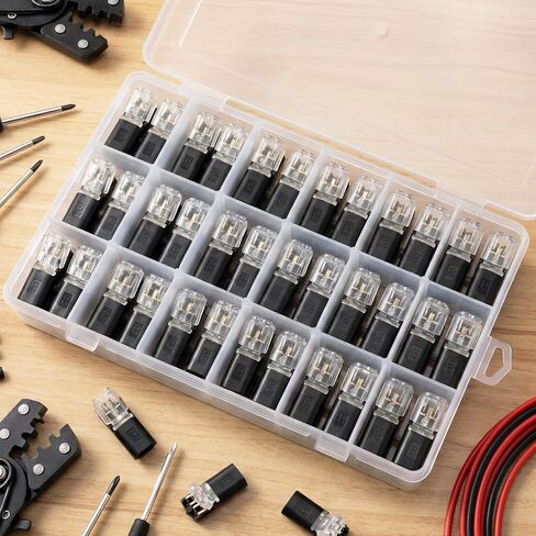 OIIKI 60pcs Quick Clip Double Wire Connector, Low-Voltage Plug-in Wire Connectors with Locking Buckle, 2 Pin Quick Clip Fasteners Snap on Blocks for 18-22AWG Cable DIY Crafts LED Strips- Black in Saudi Arabia