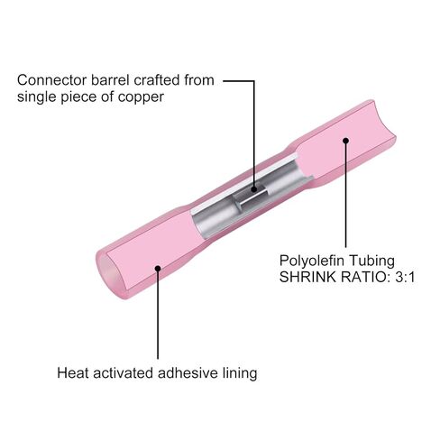 100PCS Heat Shrink Butt Connectors,22-16 AWG Red Marine Grade Insulated Crimp Wire Connectors, Waterproof Electrical Connectors Butt Splice for Boat Truck Wiring in Saudi Arabia