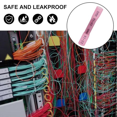 100PCS Heat Shrink Butt Connectors,22-16 AWG Red Marine Grade Insulated Crimp Wire Connectors, Waterproof Electrical Connectors Butt Splice for Boat Truck Wiring in Saudi Arabia