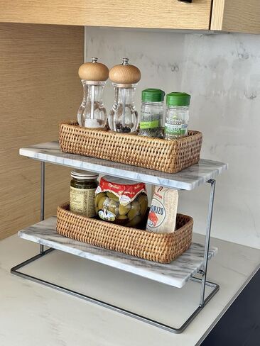 KOUBOO - صينية تزيين وطاولة حمام من La Jolla Rattan، باللون الأبيض in Kuwait