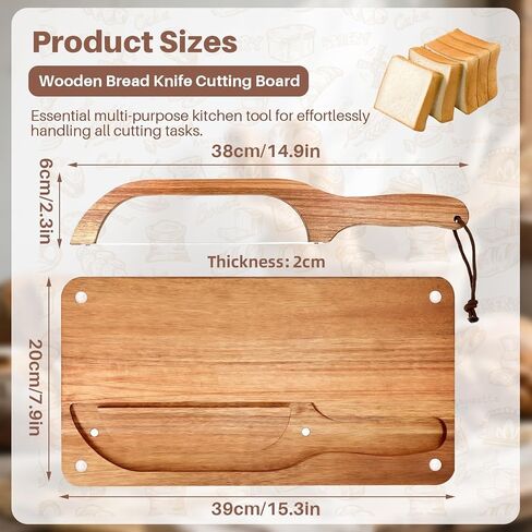 Wooden Bread Cutting Board with Bow Bread Slicer Set, Includes 2 Stainless Steel Blades and Removable Knife for Slicing Homemade Sourdough, Baguettes and Artisan Bread in Saudi Arabia