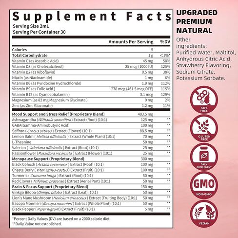 غرين بيبول مستخلص الزعفران - 24 في 1 88.5 ملغ من مستخلص الزعفران مع أشواغاندا، والكوهوش الأسود وعرف الأسد للمزاج والتركيز، وتخفيف التوتر، وتقليل الكورتيزول، وانقطاع الطمث - نباتي 2 أونصة سائلة in Kuwait