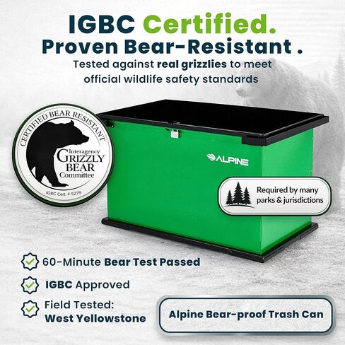 Alpine Bear Proof Garbage Can – IGBC Certified 197 Gallon Commercial Bear Resistant Outdoor Trash Can with Locking Lid, Heavy Duty Steel Build for Wildlife Control in Parks & Campgrounds in Saudi Arabia