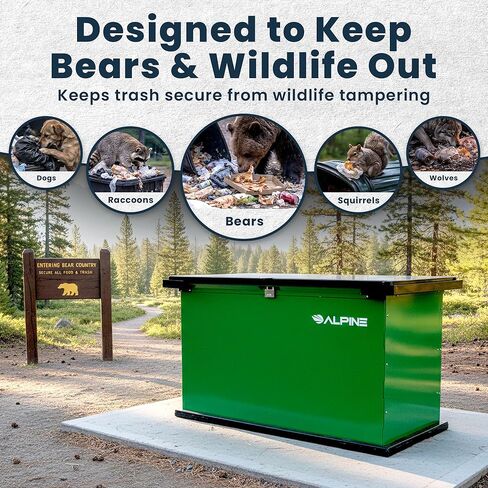 Alpine Bear Proof Garbage Can – IGBC Certified 197 Gallon Commercial Bear Resistant Outdoor Trash Can with Locking Lid, Heavy Duty Steel Build for Wildlife Control in Parks & Campgrounds in Saudi Arabia