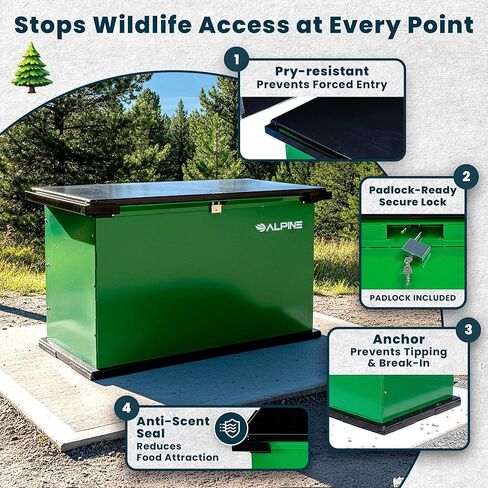 Alpine Bear Proof Garbage Can – IGBC Certified 197 Gallon Commercial Bear Resistant Outdoor Trash Can with Locking Lid, Heavy Duty Steel Build for Wildlife Control in Parks & Campgrounds in Saudi Arabia